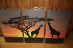 Wanddecoratie 3-luik Giraffe 160X90 XXL, Huis en Inrichting, Ophalen of Verzenden