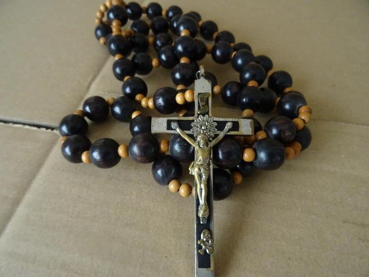 Rozenkrans grote houten rozenkrans vintage rozenkrans 83cm, Verzamelen, Religie, Gebruikt, Christendom | Katholiek, Overige typen