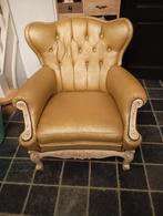 Mooie eyecatcher goudkleurige fauteuil,patineverf., Huis en Inrichting, Ophalen, Zo goed als nieuw