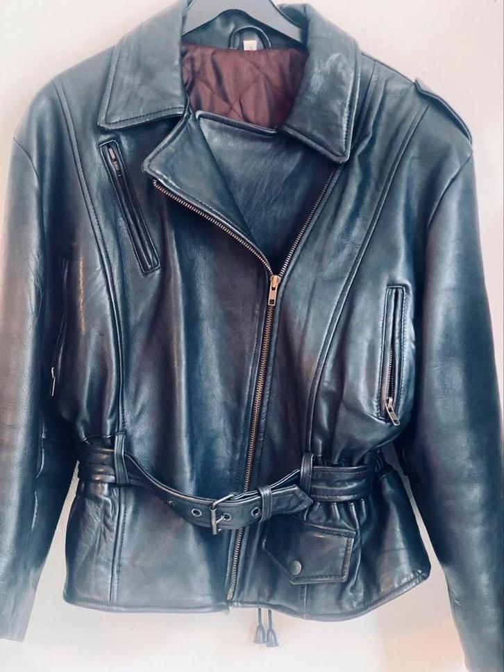 Vintage lederen biker jacket (S/M), Kleding | Dames, Jassen | Zomer, Ophalen of Verzenden