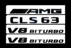 Mercedes CLS 63 Embleemset Zwart | V8 BITURBO AMG Badge, Auto diversen, Autostickers, Ophalen of Verzenden