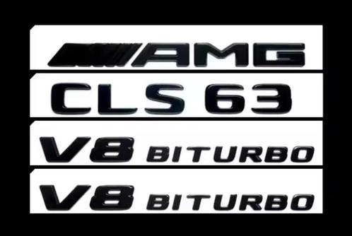 Mercedes CLS 63 Embleemset Zwart | V8 BITURBO AMG Badge, Auto diversen, Autostickers, Ophalen of Verzenden
