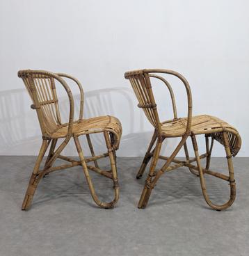 Paar fauteuils van rotan 