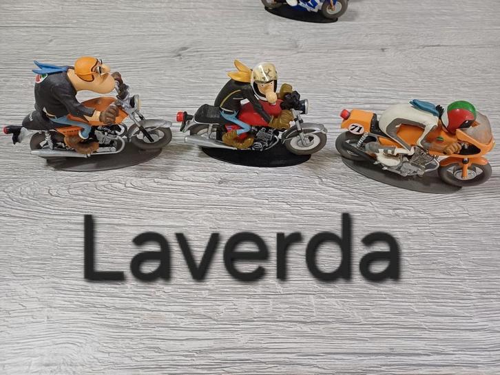3 Joe en Bar Team Laverda-fietsen, Verzamelen, Stripfiguren, Beeldje of Figuurtje, Overige figuren, Ophalen of Verzenden