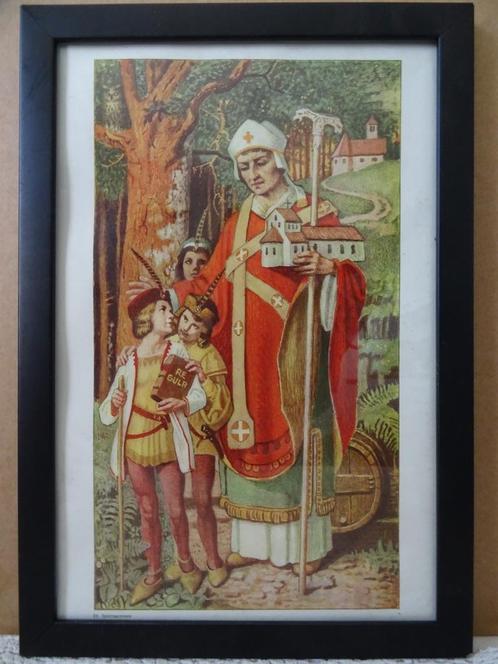 Saint Willibrord Echternach impression d'image dans le cadre, Collections, Religion, Comme neuf, Christianisme | Catholique, Carte ou Gravure