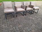 4 Leren stevige eetstoelen taupe / stoelen, Ophalen of Verzenden, Gebruikt, Overige kleuren