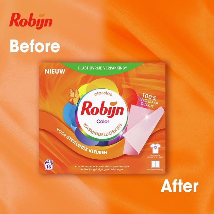 Robijn Classics Color Wasmiddeldoekjes - 9 x 16 wasstrips, Huis en Inrichting, Schoonmaakartikelen, Schoonmaakmiddel, Verzenden