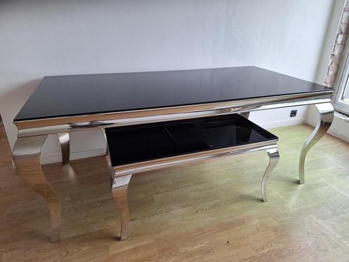 2 stijlvolle tafels in veiligheidsglas & inox, Huis en Inrichting, Tafels | Salontafels, Ophalen