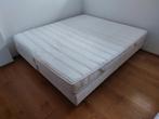 Dubbele boxspring, met of zonder matras, Huis en Inrichting, Slaapkamer | Boxsprings, Ophalen, Gebruikt, Beige, Tweepersoons