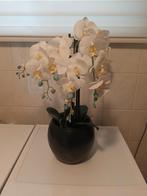 Kunstplant Orchidee met zwarte stenen bloempot, Huis en Inrichting, Ophalen, Zo goed als nieuw, Binnen