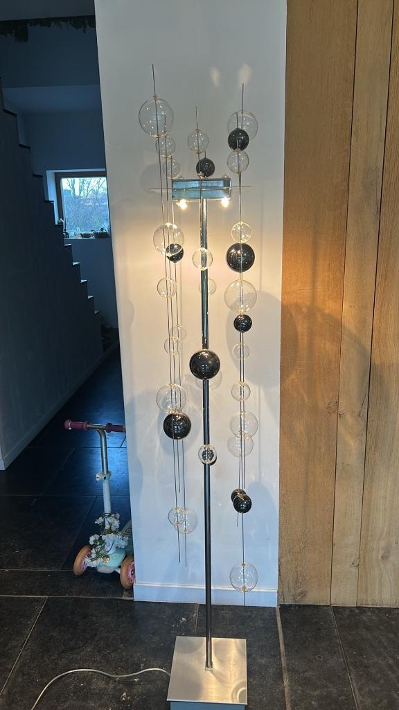 Sillux ‘Niagara’ designlampen – prachtige set, Huis en Inrichting, Lampen | Hanglampen, Zo goed als nieuw, 75 cm of meer, Glas