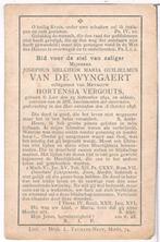 Bp. Van De Wyngaert Josephus. ° Lier 1842 † Lier 1898, Enlèvement ou Envoi, Image pieuse