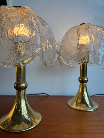 Vintage Messing & IJsglas Tafellamp beschikbaar voor biedingen