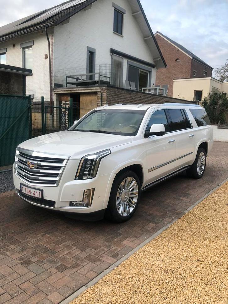 Cadillac escalade ESV platinum lichte vracht 5zit LPG, Auto's, Cadillac, Particulier, Escalade, 360° camera, 4x4, ABS, Achteruitrijcamera