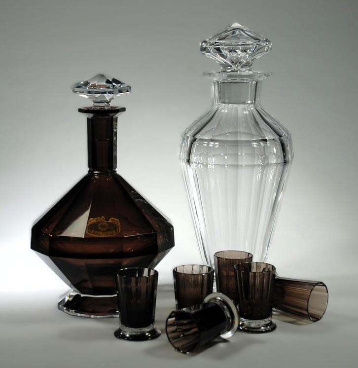 Val Saint Lambert - Carafe Sakania + Shaker Montmartre - VSL, Antiek en Kunst, Antiek | Glaswerk en Kristal, Ophalen of Verzenden