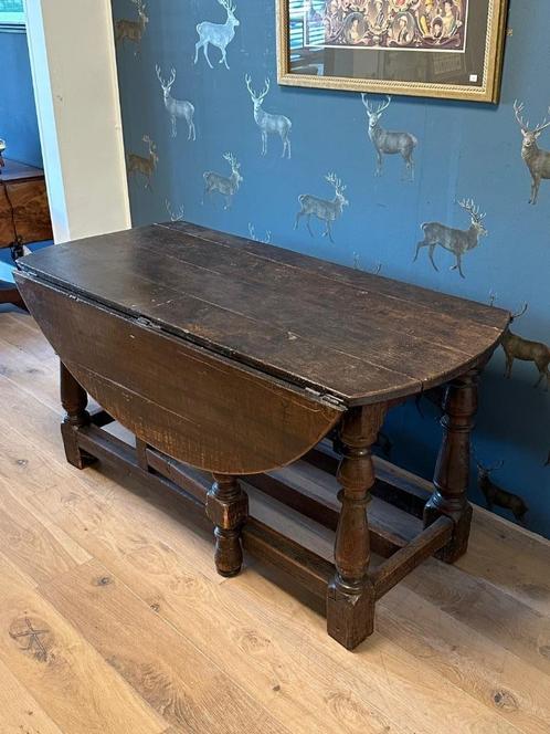 Grote antieke eiken hangoortafel, Antiek en Kunst, Antiek | Meubels | Tafels, Ophalen of Verzenden