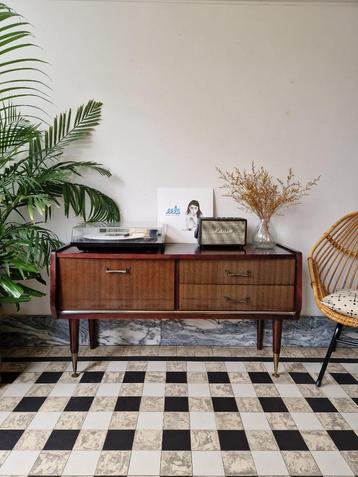 Vintage sixties dressoir | platenspeler meubel | kast retro, 25 à 50 cm, Moins de 100 cm, Vintage, 100 à 150 cm
