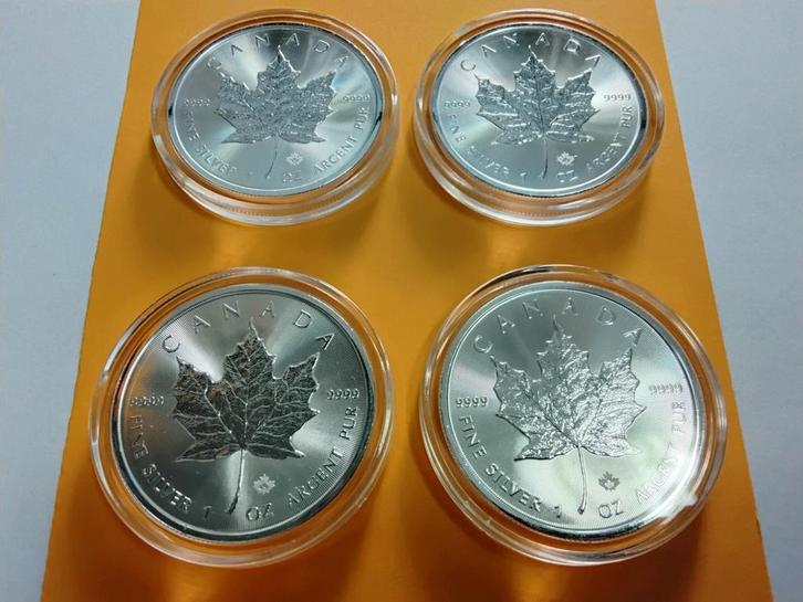 4x MAPLE LEAF 2025 ZILVEREN MUNT 1 OUNCE, Postzegels en Munten, Edelmetalen en Baren, Zilver, Ophalen