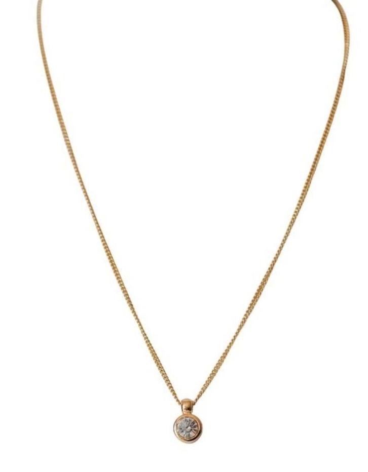 Dior-ketting verguld met strass-hanger, Handtassen en Accessoires, Kettingen, Zo goed als nieuw, Steen of Mineraal, Goud, Met strass