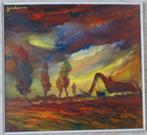 LEO JORDAENS / BOERDERIJ / OLIEVERF PANEEL / 67x72cm / KADER, Antiek en Kunst, Ophalen