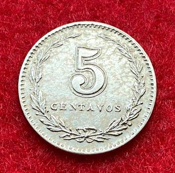 Zeldzame zilveren munt van 5 Centavos uit 1899 Argentinië beschikbaar voor biedingen