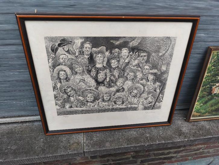 Gravure signe gustave flasschoen, Antiek en Kunst, Kunst | Etsen en Gravures, Ophalen of Verzenden