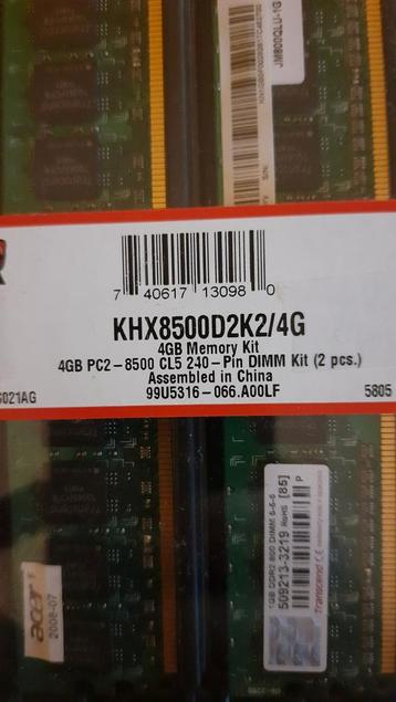 RAM GEHEUGEN Acer 4 GB DDR2 beschikbaar voor biedingen