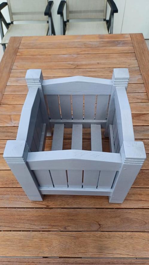 Houten bloembak in lichtgrijs 35 x 35 x 35 cm, Tuin en Terras, Bloembakken en Plantenbakken, Zo goed als nieuw, Binnen, Balkon