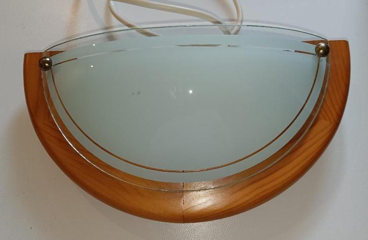 Wandlamp, Huis en Inrichting, Lampen | Wandlampen, Gebruikt, Glas, Hout, Metaal, Ophalen