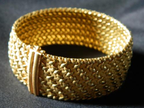 Brede 18K gouden armband, Handtassen en Accessoires, Armbanden, Zo goed als nieuw, Goud, Goud, Verzenden