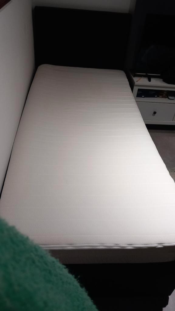 COMPLEET BOXSPRING 90X200, Huis en Inrichting, Slaapkamer | Boxsprings, Nieuw, 90 cm, 200 cm, Eenpersoons, Grijs, Ophalen