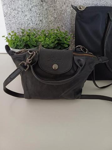 Longchamp Le Pliage mini zwart leder beschikbaar voor biedingen