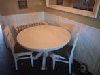 eethoek; zitbank 2 pers. + 2 stoelen + ronde tafel (120cm), Huis en Inrichting, Ophalen, Gebruikt