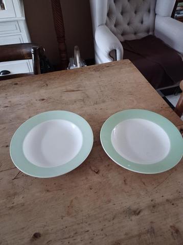 Boch groene pastelrand 2 diepe borden 23 cm beschikbaar voor biedingen