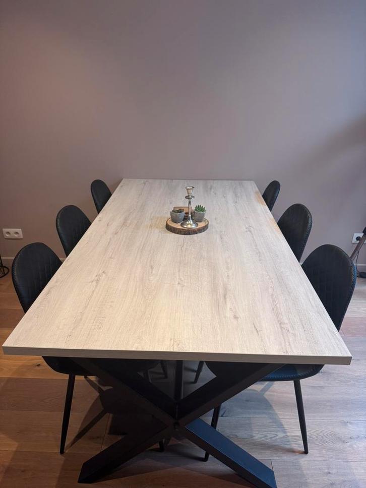 Eettafel 6 persoons 180x98 cm incl. 6 stoelen, Huis en Inrichting, Tafels | Eettafels, Gebruikt, 50 tot 100 cm, 150 tot 200 cm