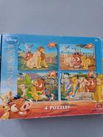 4 Lion King Puzzels in koffertje, Ophalen, 10 tot 50 stukjes, Gebruikt, 2 tot 4 jaar