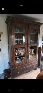 Vitrine ancienne en verre à deux portes., Maison & Meubles, Armoires | Buffets, Enlèvement