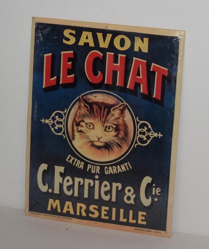 Savon Le Chat C. Ferrier & Cie Marseille Camis Paris/Blik, Collections, Marques & Objets publicitaires, Neuf, Panneau publicitaire