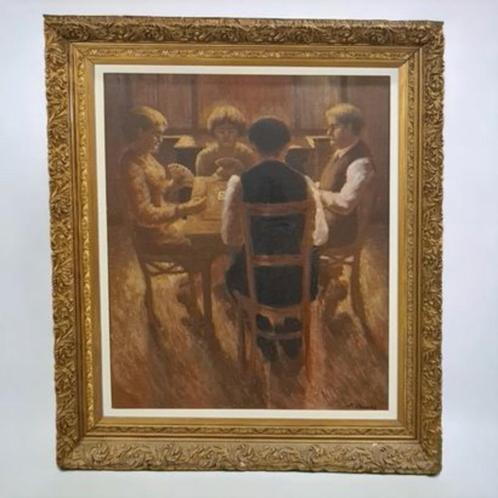 Laurent LEVACQ - Les Joueurs de Cartes - 110 x 80 cm, Antiquités & Art, Art | Peinture | Classique, Enlèvement