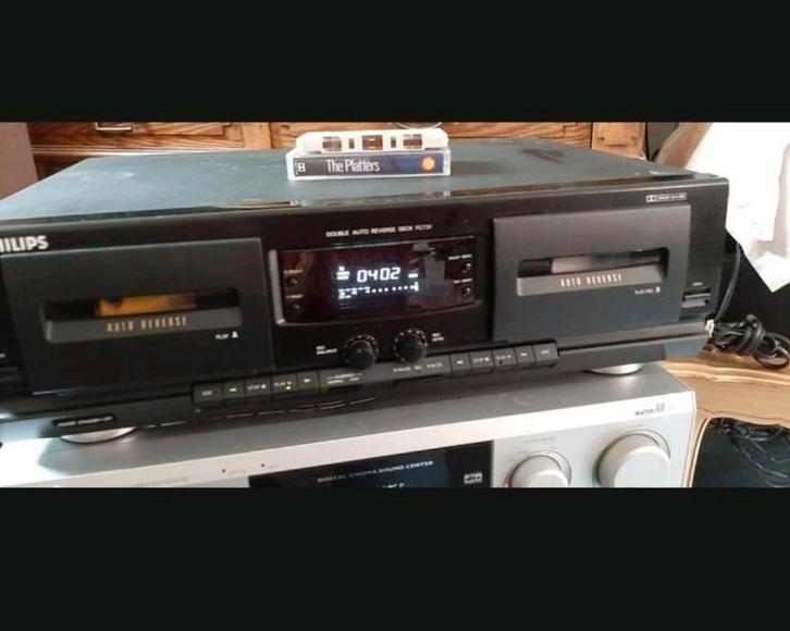 Philips FC781 Dubbel Cassettedeck met Auto Reverse, Audio, Tv en Foto, Cassettedecks, Dubbel, Philips, Ophalen of Verzenden