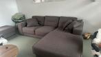 Grijze zetel 270x90 met bijpassende poef, Huis en Inrichting, Ophalen, Gebruikt, Stof