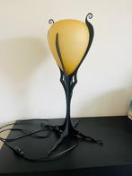 Art nouveau tafellamp / metaal en glas, Gebruikt, 50 tot 75 cm, Art nouveau, Ophalen of Verzenden