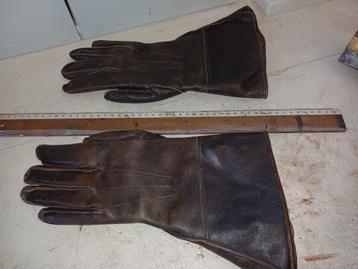 ancienne paire de gant cuir marron  fourrés 1950 tbe, Enlèvement ou Envoi, Seconde main, Hommes, Gants