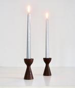 2 vintage Deense kandelaars, Ophalen of Verzenden, Zo goed als nieuw, Bruin