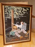 Vintage gouache schilderij Clochard de Paris, Ophalen of Verzenden, Schilderij