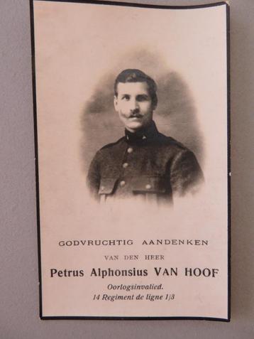 Petrus van Hoof, soldat du 14e régiment de ligne Leest 1894-, Envoi, Image pieuse