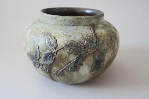 Vase en grès de Bouffioulx décor étain, Antiek en Kunst, Antiek | Keramiek en Aardewerk, Ophalen of Verzenden