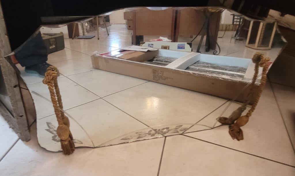 Vintage spiegel, Antiek en Kunst, Antiek | Spiegels, 50 tot 100 cm, Minder dan 100 cm, Overige vormen, Ophalen