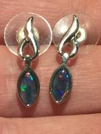 Boucles d'oreilles marquise opale triplet bleu pacifique, Enlèvement ou Envoi, Avec pierre précieuse, Argent, Argent