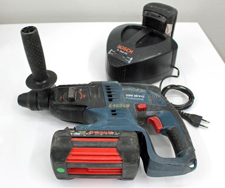 Bosch Blauw GBH 36 V-LI  boorhamer met 2 batterijen en lader, Doe-het-zelf en Bouw, Gereedschap | Boormachines, Gebruikt, Boor- en/of Breekhamer